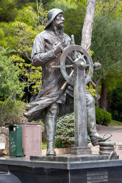 Principado Mônaco Setembro 2022 Estátua Bronze Príncipe Albert 1St Parque — Fotografia de Stock