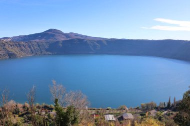 scenic view of Lake Albano from the town of Castel Gandolfo, south of Rome, Italy
