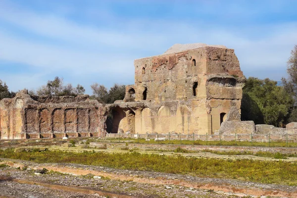 Ruines Antiques Pittoresques Villa Adriana Villa Hadrians Tivoli Italie — Photo