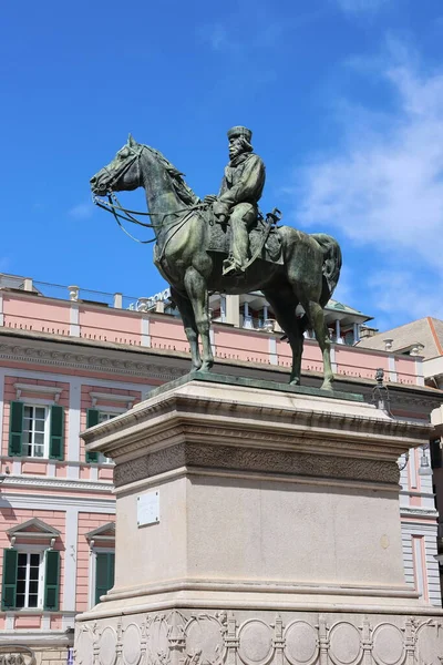 Génova Italia Abril 2023 Estatua Ecuestre Garibaldi Obra Del Escultor —  Fotos de Stock