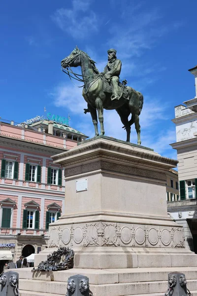 Genoa Italy April 2023 Equestrian Statue Garibaldi Work Dated 1893 — Stock Photo, Image