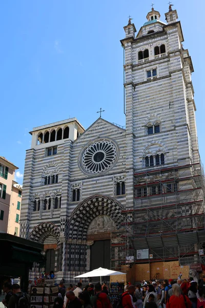 Genoa Włochy Kwiecień 2023 Duomo Genova Cattedrale San Lorenzo Rzymskokatolicka — Zdjęcie stockowe