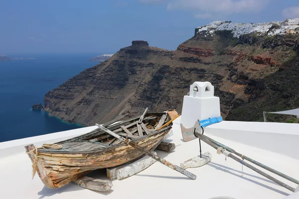 Malowniczy Romantyczny Krajobraz Greckiej Wyspie Santorini Morze Egejskie — Zdjęcie stockowe