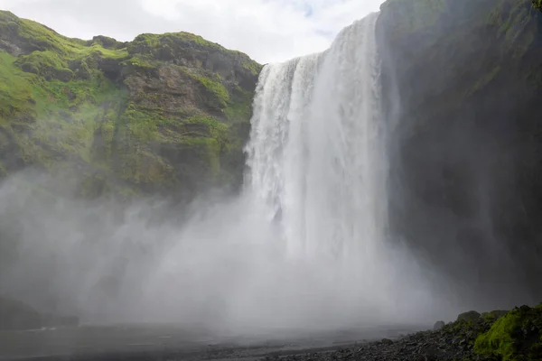 Vacker Natur Det Majestätiska Vattenfallet Skogafoss Beläget Islands Sydkust — Stockfoto