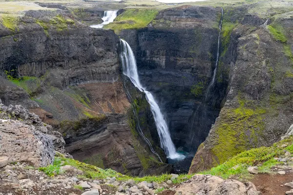 Haifoss Είναι Μεταξύ Των Ψηλότερων Καταρράκτες Thjorsardalur Valley Στην Ισλανδία — Φωτογραφία Αρχείου