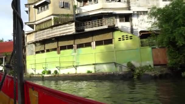 Живучи Бідному Каналі Бангкок Таїланд Азіатський Човновий Тур — стокове відео