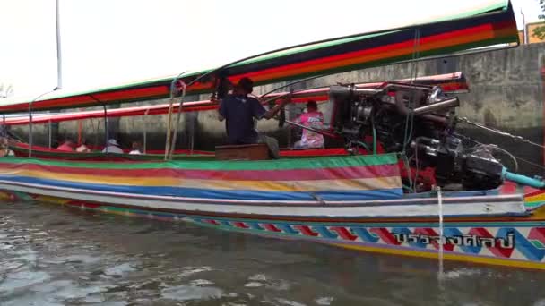 Riding Motor Boat Tour Chao Phraya River Bangkok Thailand — 图库视频影像