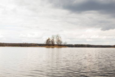 Beautiful spring landscape with river and forest. Tiesto lake in Vitebsk region, Belarus