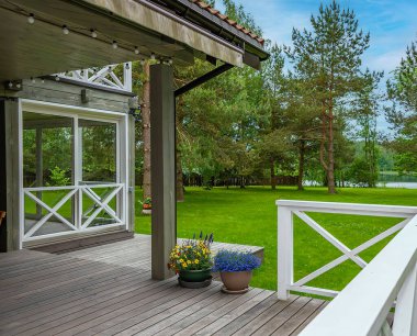 cozy terrace and villa exterior, 3d render