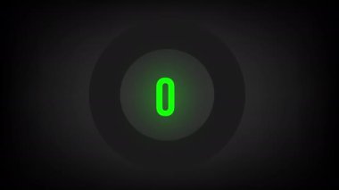 0 'dan 21' e kadar sayısal sayım. Parlak neon ışıklı dairesel ilerleme çubuğu
