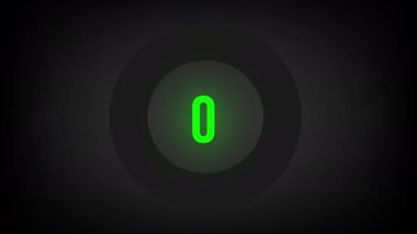 0 'dan 25' e kadar sayısal sayım. Parlak neon ışıklı dairesel ilerleme çubuğu