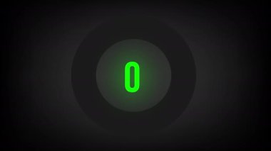 0 'dan 31' e kadar sayısal sayım. Parlak neon ışıklı dairesel ilerleme çubuğu