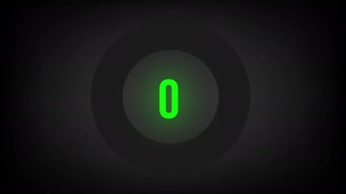 0 'dan 32' ye kadar sayısal sayım. Parlak neon ışıklı dairesel ilerleme çubuğu