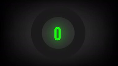 0 'dan 33' e kadar sayısal sayım. Parlak neon ışıklı dairesel ilerleme çubuğu