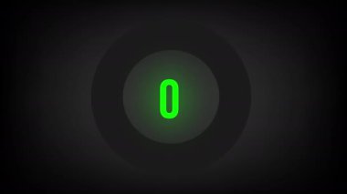 0 'dan 35' e kadar sayısal sayım. Parlak neon ışıklı dairesel ilerleme çubuğu