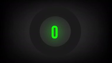 0 'dan 36' ya kadar sayısal sayım. Parlak neon ışıklı dairesel ilerleme çubuğu