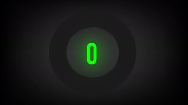 0 'dan 37' ye kadar sayısal sayım. Parlak neon ışıklı dairesel ilerleme çubuğu