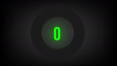 0 'dan 38' e kadar sayısal sayım. Parlak neon ışıklı dairesel ilerleme çubuğu