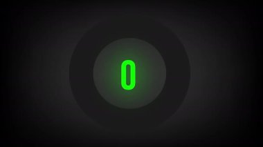 0 'dan 45' e kadar sayısal sayım. Parlak neon ışıklı dairesel ilerleme çubuğu