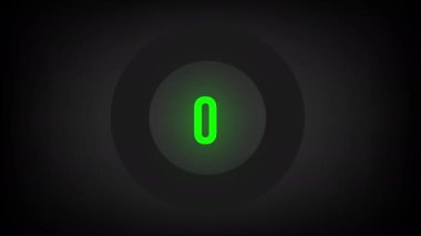 0 'dan 48' e kadar sayısal sayım. Parlak neon ışıklı dairesel ilerleme çubuğu