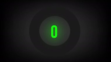 0 'dan 82' ye kadar sayısal sayım. Parlak neon ışıklı dairesel ilerleme çubuğu.