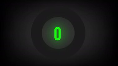 0 'dan 94' e kadar sayısal sayım. Parlak neon ışıklı dairesel ilerleme çubuğu.