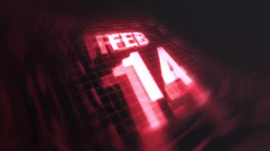 14 Şubat, 3 boyutlu hareket grafiği. Çekimler için parlak fütüristik ve teknolojik ışık saçan kızılötesi takvim, kurşun ve benzeri anılar. 4k döngüsü