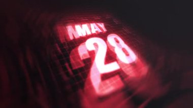 28 Mayıs 3D hareketli grafik. Çekimler için parlak fütüristik ve teknolojik ışık saçan kızılötesi takvim, kurşun ve benzeri anılar. 4k döngüsü