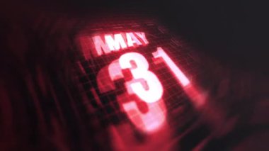 31 Mayıs 3D hareketli grafikle. Çekimler için parlak fütüristik ve teknolojik ışık saçan kızılötesi takvim, kurşun ve benzeri anılar. 4k döngüsü