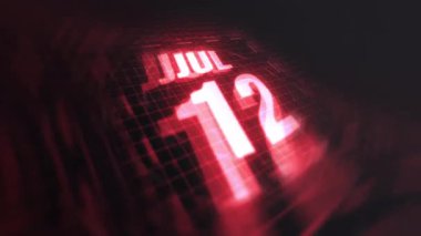 12 Temmuz 3D hareketli grafik. Çekimler için parlak fütüristik ve teknolojik ışık saçan kızılötesi takvim, kurşun ve benzeri anılar. 4k döngüsü