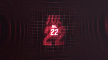 22 Temmuz 3D hareketli grafikle. Çekimler için parlak fütüristik ve teknolojik ışık saçan kızılötesi takvim, kurşun ve benzeri anılar. 4k döngüsü