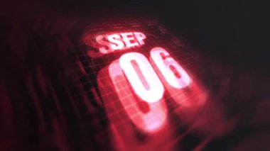 6 Eylül 'de 3 boyutlu görüntü. Çekimler için parlak fütüristik ve teknolojik ışık saçan kızılötesi takvim, kurşun ve benzeri anılar. 4k döngüsü