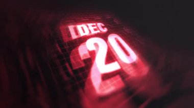20 Aralık, 3D hareketli grafik. Çekimler için parlak fütüristik ve teknolojik ışık saçan kızılötesi takvim, kurşun ve benzeri anılar. 4k döngüsü