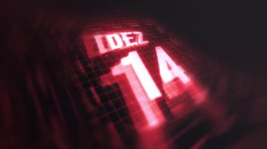 14 Dezembro, 3d hareketli grafik. Çekimler için parlak fütüristik ve teknolojik ışık saçan kızılötesi takvim, kurşun ve benzeri anılar. 4k döngüsü