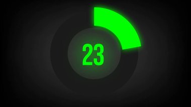 Sayısal sayı 23. Parlak neon ışıklı dairesel ilerleme çubuğu.