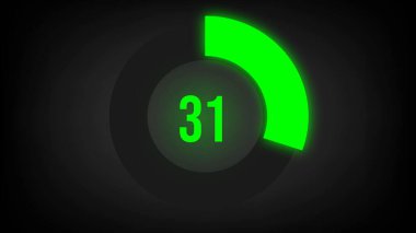 Sayısal sayı 31. Parlak neon ışıklı dairesel ilerleme çubuğu.