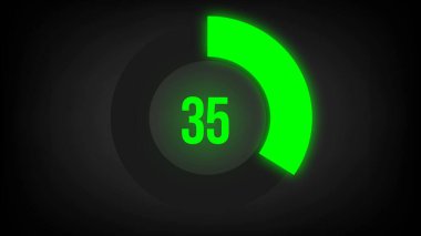 Sayısal sayım 35. Parlak neon ışıklı dairesel ilerleme çubuğu.