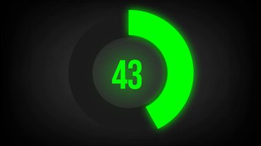 Sayısal sayı 43. Parlak neon ışıklı dairesel ilerleme çubuğu.