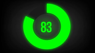 Sayısal sayı 83. Parlak neon ışıklı dairesel ilerleme çubuğu.