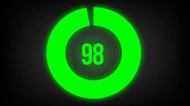Sayısal sayım 98. Parlak neon ışıklı dairesel ilerleme çubuğu.