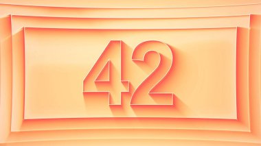 42 numara. Parıldayan ışıklar ve turuncu tonlarda dinamik gölgeli, minimalist kabartmalı sayı. 4k.