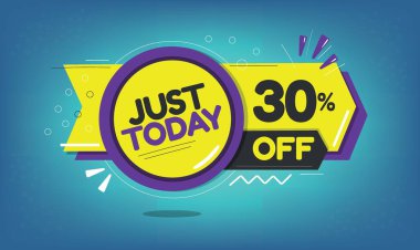 Just today, 30% discount just today, thirty percent, promotion sales and marketing, discount tag and icon clipart