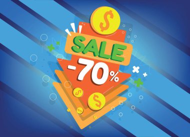 İndirim, etiketler ve ok simgeleri promosyon için,% 70 indirim, -70%