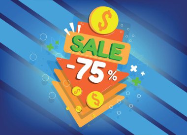 İndirim, promosyon için etiketler ve ok simgeleri,% 75 indirim,% 75 indirim.