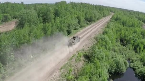Russian Invasion Ukraine August 2022 Aerial Shot Armoured Vehicle Driving — Stock Video