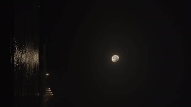 Vídeo Vertical Mar Luna Oscuridad Noche Luz Luna Brillando Superficie — Vídeos de Stock