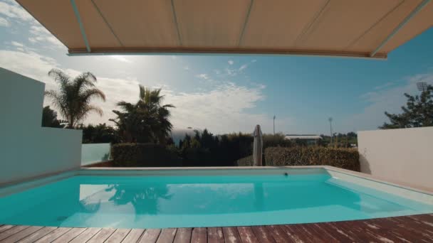 View Pool Surrounded Lush Vegetation Palm Trees Villa Portugal Tent — Wideo stockowe
