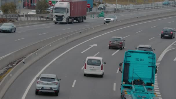 Valencia Espanha Fevereiro 2023 Rodovia Multi Pista Durante Dia Trabalho — Vídeo de Stock
