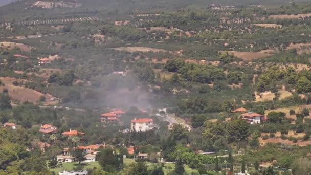 Thessaloniki Greece July 2023 Aerial Footage Wildfire Engulfs Forest Greece — 图库视频影像