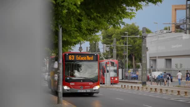Burjassot Spanya Mayıs 2023 Burjassot Spanya Sokaklarında Elektrik Ekolojik Otobüs — Stok video